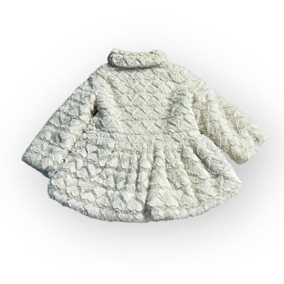 Juicy Couture Jacket Girl's 4T Ivory Faux Fur Peplum Collared Long Sleeve Fluffy - Picture 3 of 12